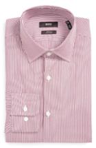 Men's Boss Marley Us Sharp Fit Easy Iron Stripe Dress Shirt .5 R - Purple
