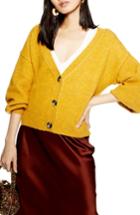 Women's Topshop Horn Button Crop Cardigan Us (fits Like 0) - Yellow