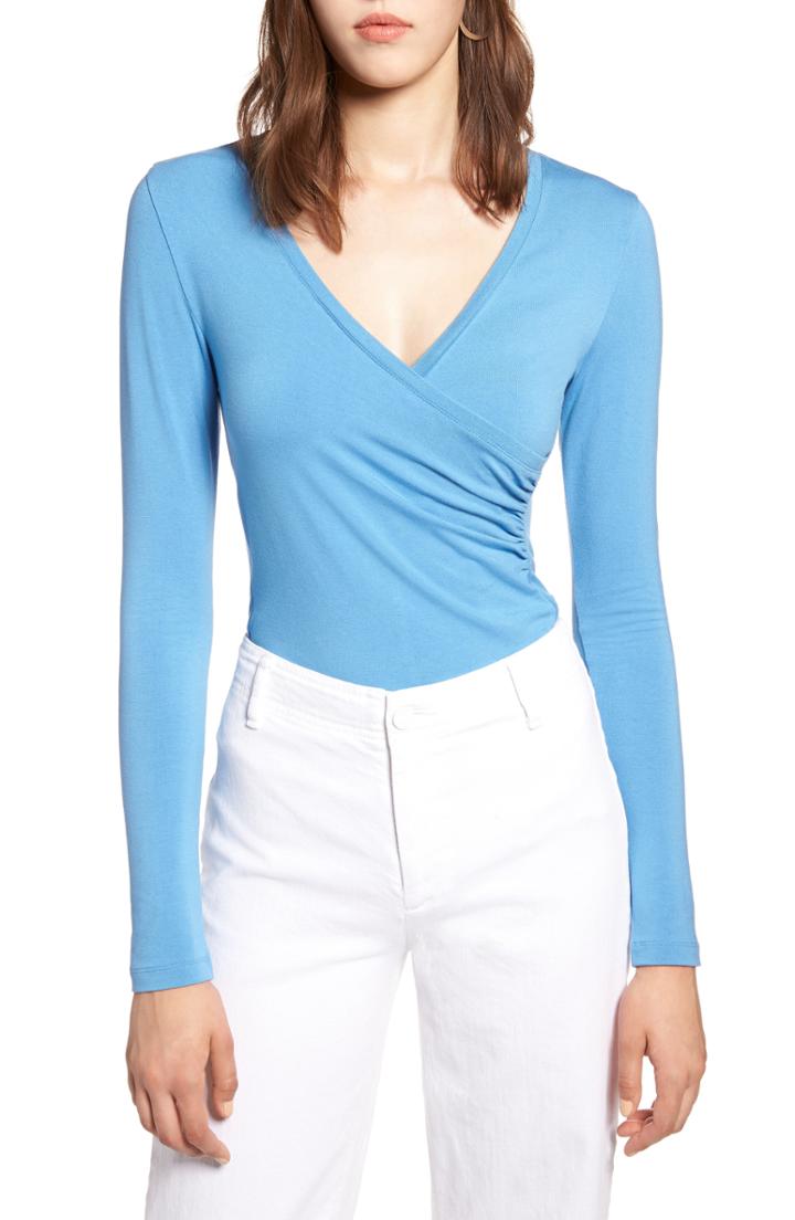 Women's Halogen Surplice Knit Top, Size - Blue