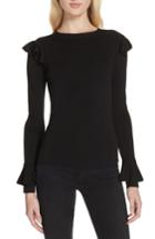 Women's Alice + Olivia Mittie Ruffled Pullover Sweater - Black