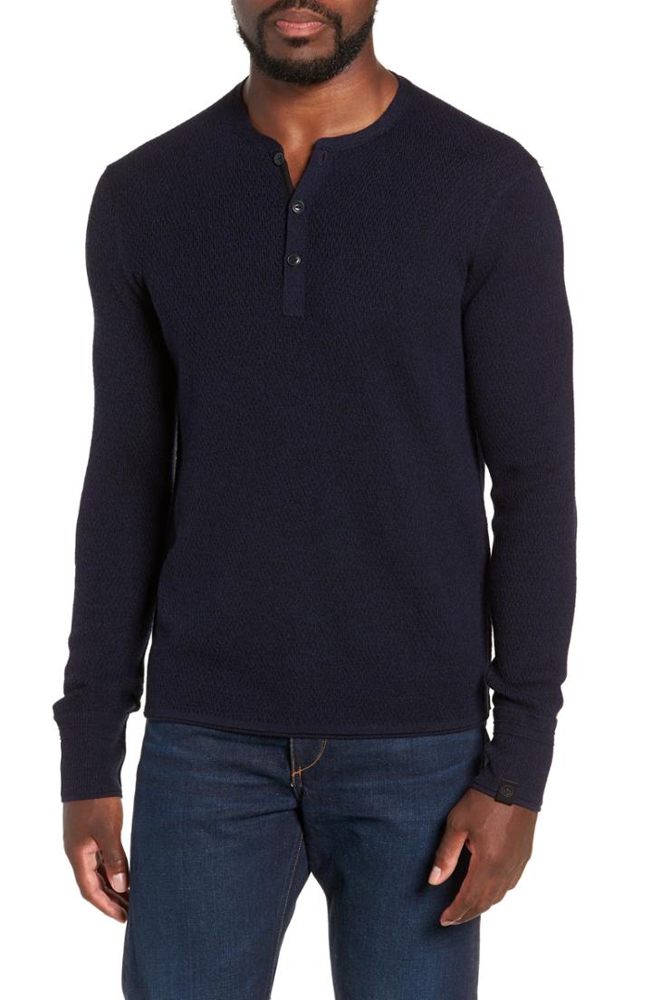 Men's Rag & Bone Gregory Slim Henley - Blue