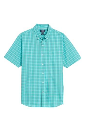 Men's Cutter & Buck Leo Plaid Easy Care Woven Shirt, Size - Green