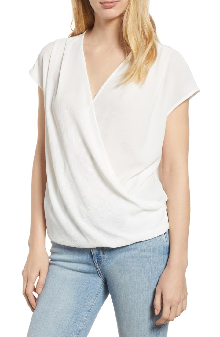 Women's Gibson Draped Faux Wrap Top, Size - Ivory