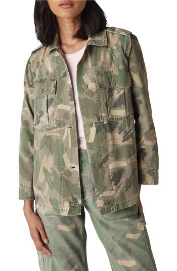 Women's Whistles Longline Camo Utility Jacket - Green