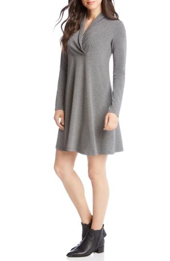 Women's Karen Kane Taylor Surplice Neck Swing Dress - Grey