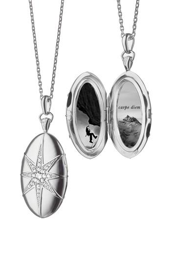 Women's Monica Rich Kosann White Sapphire Star Locket Necklace