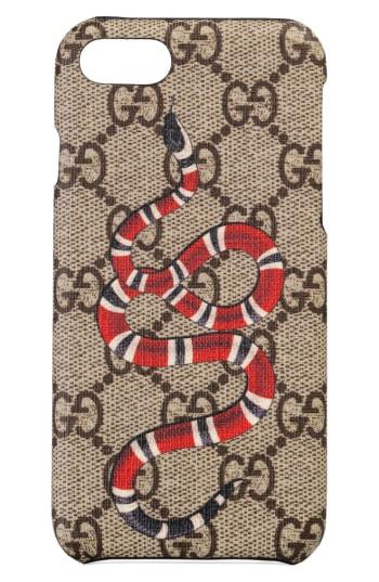 Gucci Gg Supreme Snake Iphone 8 Case - Beige