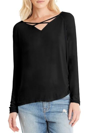 Women's Michael Stars Strappy Keyhole Top, Size - Black