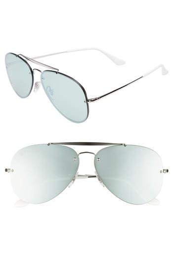 Women's Ray-ban 61mm Mirrored Lens Aviator Sunglasses - Silver