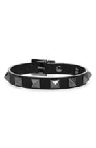 Women's Valentino Rockstud Noir Small Leather Bracelet