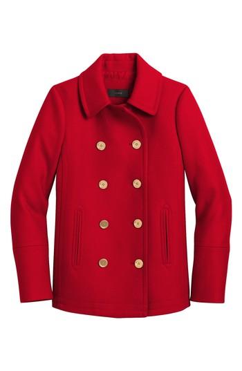 Women's J.crew Heritage Wool Blend Peacoat - Red