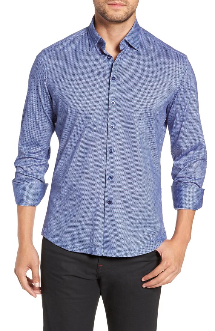 Men's Stone Rose Trim Fit Sport Shirt, Size - Grey