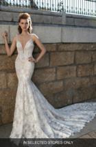 Women's Berta Plunging V-neck Beaded Lace Dress, Size - Ivory