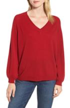 Women's Velvet By Graham & Spencer Blouson Sleeve Cashmere Sweater - Red