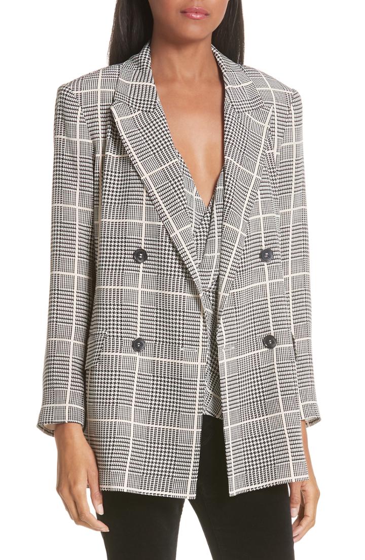 Women's L'agence Taryn Glen Plaid Silk Blazer