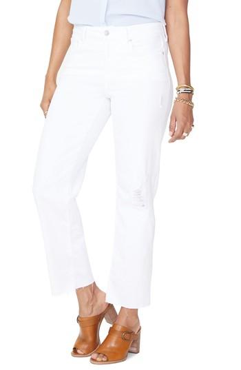 Women's Nydj Jenna Straight Leg Raw Hem Ankle Jeans - White