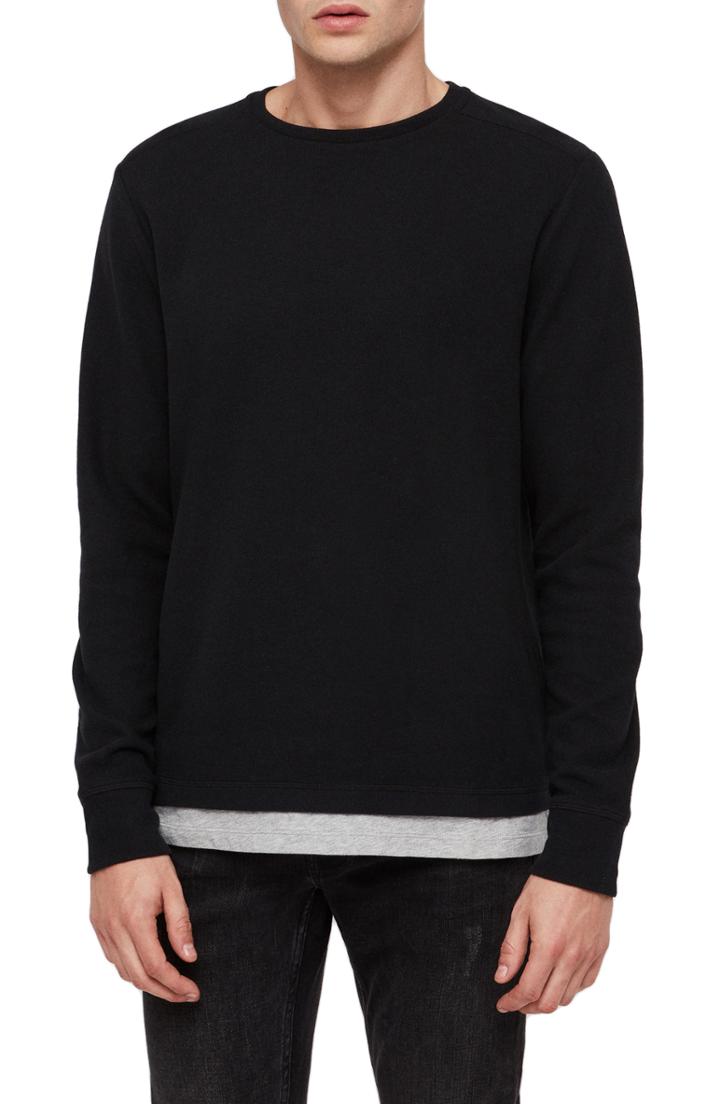 Men's Allsaints Luge Solid Long Sleeve T-shirt - Black