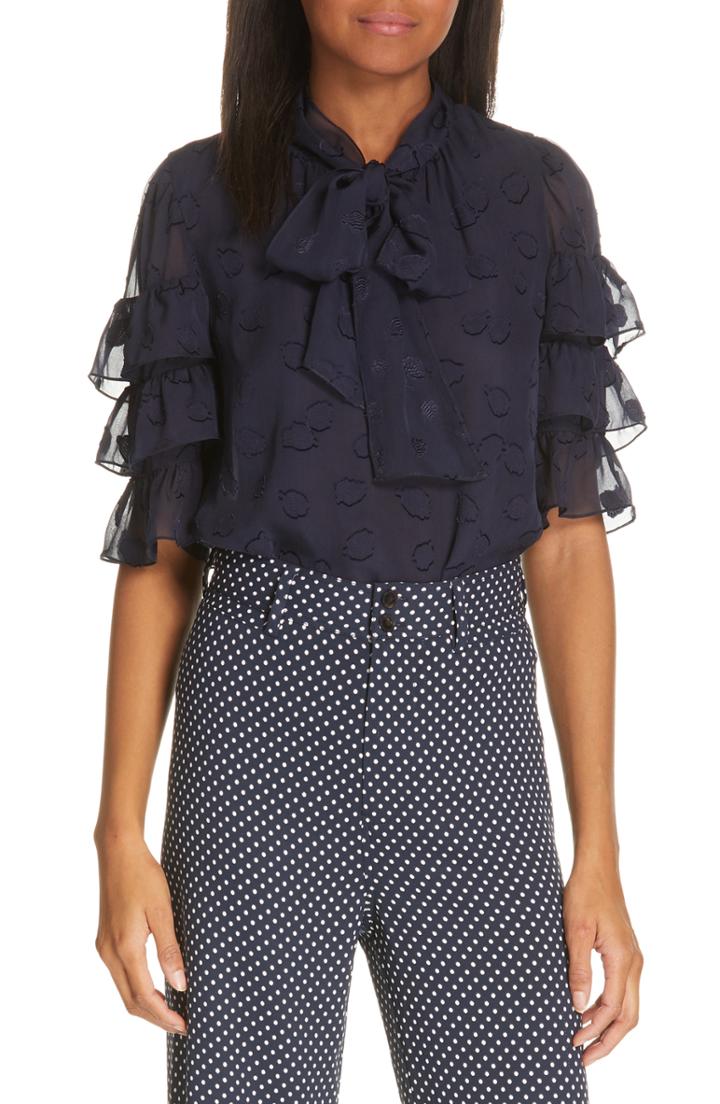 Women's Rebecca Taylor Tulip Clip Ruffle Blouse - Blue