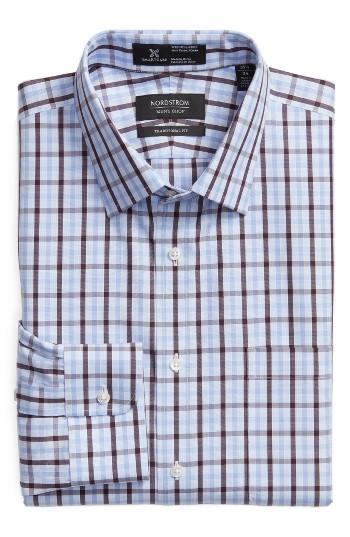 Men's Nordstrom Men's Shop Smartcare(tm) Traditional Fit Check Dress Shirt .5 34 - Purple
