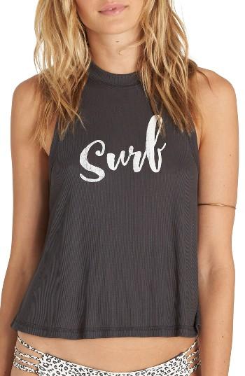 Women's Billabong Print Swing Rib Tank - Black