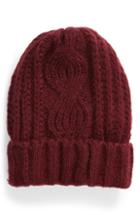 Women's Free People Harlow Cable Knit Beanie - Burgundy