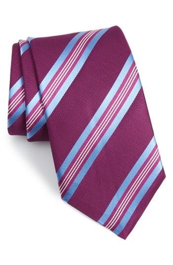 Men's David Donahue Striped Silk Tie, Size X-long - Pink