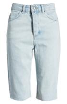 Women's Topshop By Boutique Bleach Denim Board Shorts Us (fits Like 0-2) - Blue