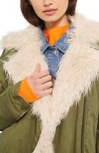 Women's Topshop Jake Faux Fur Lined Jacket Us (fits Like 0) - Green