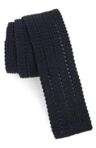 Men's Eleventy Solid Skinny Woven Silk Tie, Size - Blue