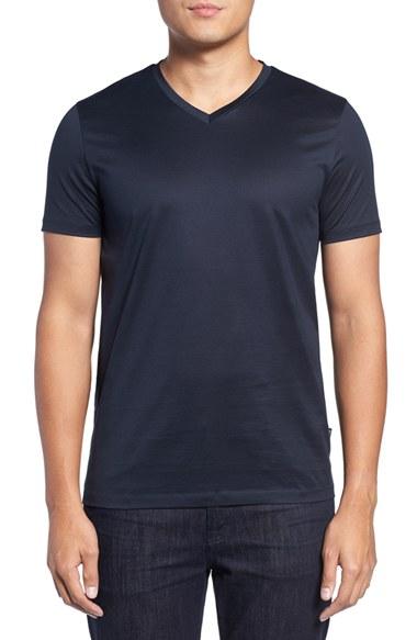 Men's Boss Teal 14 Slim Fit Mercerized Cotton T-shirt - Blue
