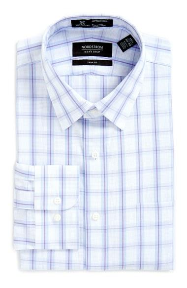 Men's Nordstrom Men's Shop Smartcare(tm) Trim Fit Plaid Dress Shirt .5 32/33 - Pink