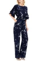 Women's Vince Camuto Fresco Petals Ruffle Sleeve Belted Jumpsuit, Size - Blue