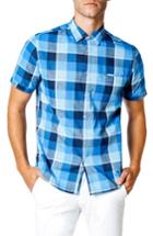 Men's Good Man Brand Capri Slim Fit Check Short Sleeve Sport Shirt - Blue
