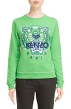 Women's Kenzo Embroidered Tiger Cotton Sweatshirt - Green