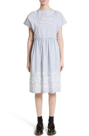 Women's Tricot Comme Des Garcons Floral Embroidered Stripe Shift Dress