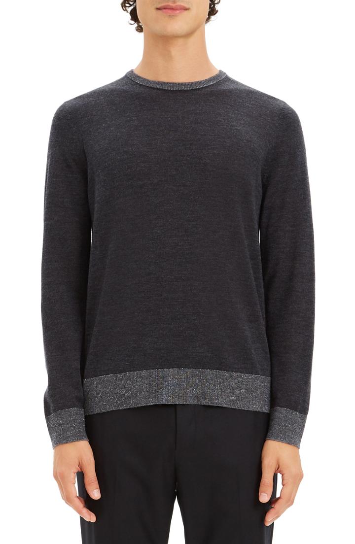 Men's Theory Rothley Castellos Regular Fit Merino Wool Sweater - Blue