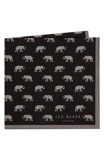 Men's Ted Baker London Elephant Pocket Square, Size - Grey