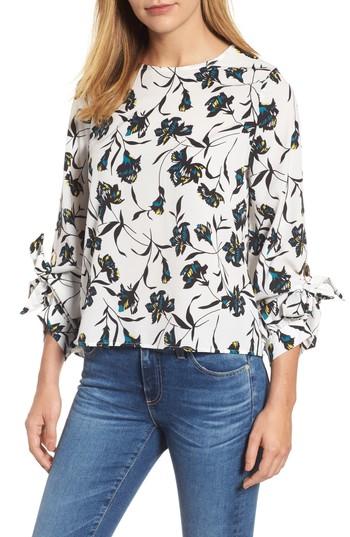 Women's Melloday Tie Sleeve Floral Top - Ivory