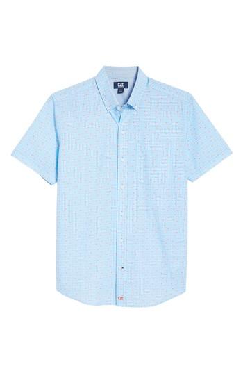Men's Cutter & Buck Kaleb Classic Fit Scribble Print Sport Shirt - Blue