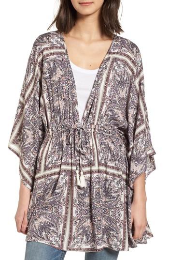 Women's Treasure & Bond Royal Tiles Cover-up Kimono, Size - Beige