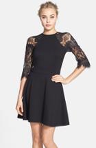 Women's Bb Dakota 'yale' Lace Panel Fit & Flare Dress