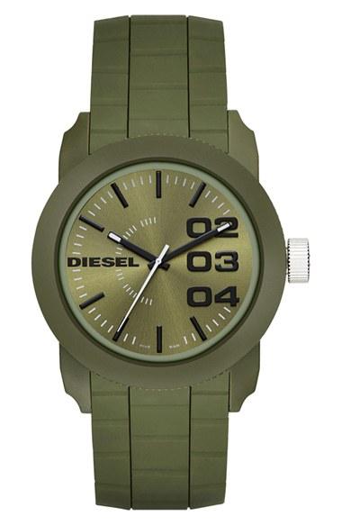 Men's Diesel Double Down Silicone Strap Watch, 44mm