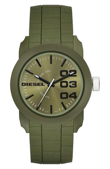 Men's Diesel Double Down Silicone Strap Watch, 44mm