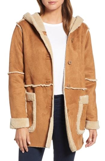 Women's Dylan Cozy Reversible Faux Shearling Hooded Jacket - Beige