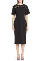 Women's Dolce & Gabbana Button Trim Stretch Wool Sheath Dress Us / 44 It - Black