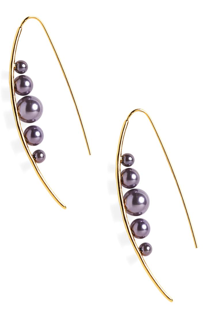 Women's Sterling Forever Imitation Pearl Threader Earrings