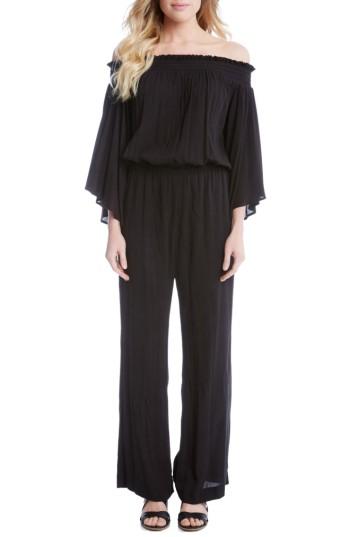 Women's Karen Kane Smocked Off The Shoulder Jumpsuit - Black