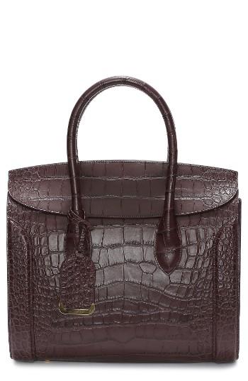 Aleander Mcqueen Large Heroine Croc Embossed Calfskin Shopper - Red