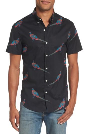 Men's Bonobos Riviera Slim Fit Quail Print Woven Shirt - Black