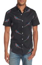 Men's Bonobos Riviera Slim Fit Quail Print Woven Shirt - Black